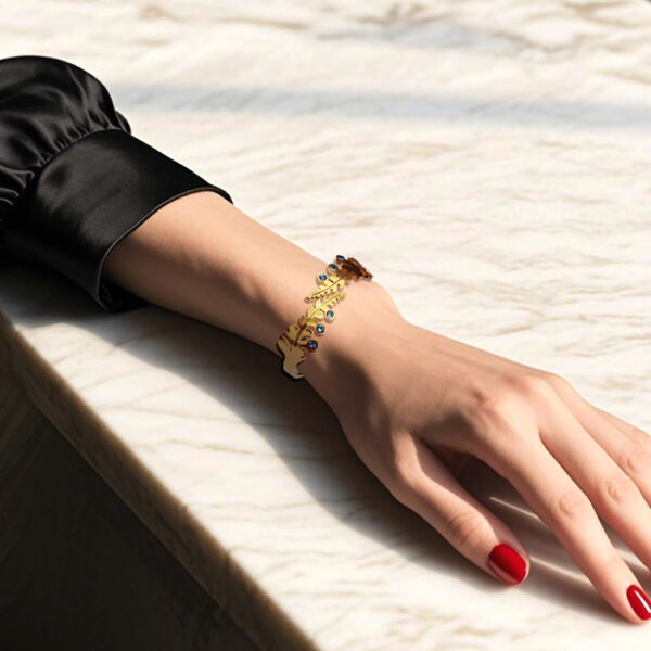 Women's All-match Fashionable Stainless Steel Leaf Diamond Bracelet