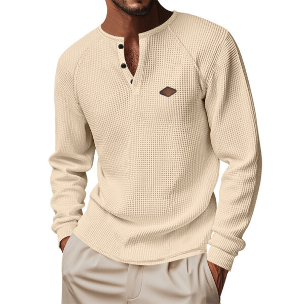 Waffle Buckle Quick-drying Raglan Henry Long Sleeve - Image 7