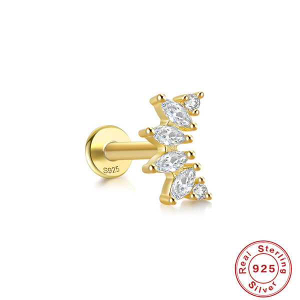 Multi-Diamond Horse Eye Round Zircon Piercing Earrings - Image 8