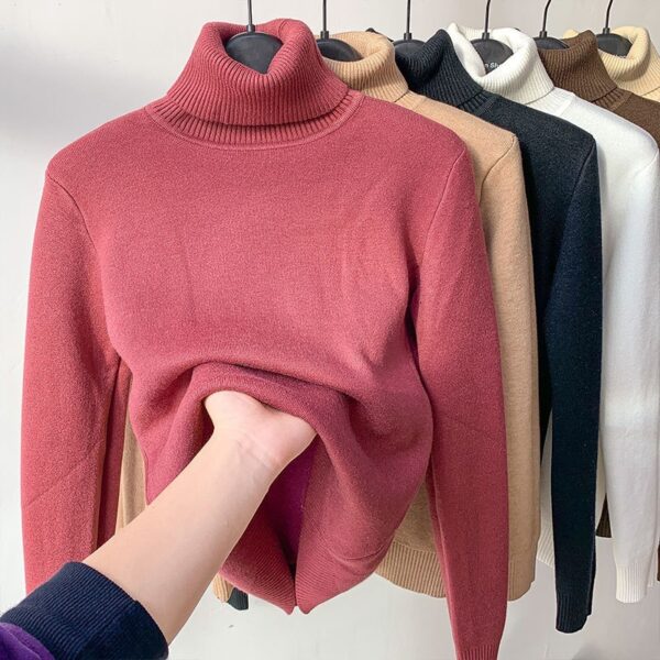 Turtle Neck Winter Sweater Women Elegant Thick Warm Female Knitted Pullover Loose Basic Knitwear - Image 2