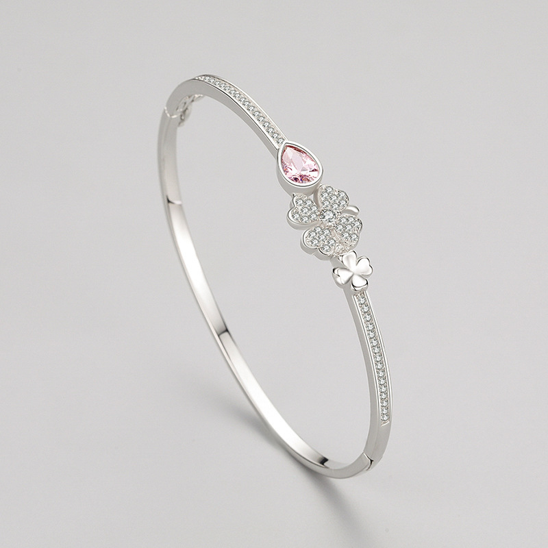 S925 Sterling Silver Clover Bracelet Female Korean Style - Image 2