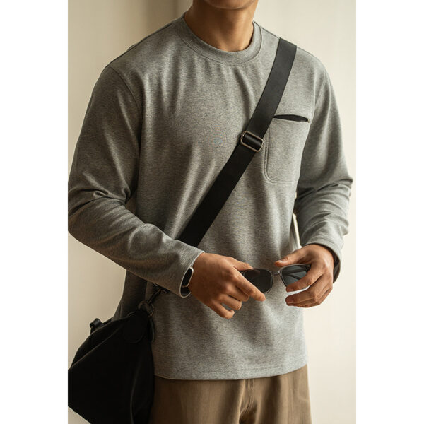 Contrast Color Pocket Pullover Long Sleeve Men's Spring Bottoming - Image 2