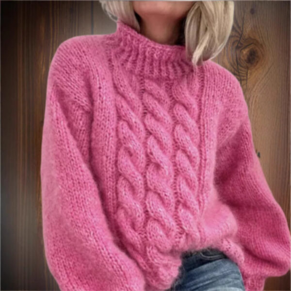 European And American Women's Turtleneck Pullover Thick Needle Brocade Sweater - Image 3