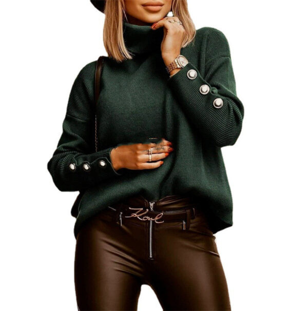 Women Solid Color Turtleneck Sweater Fashion Winter Tops - Image 6