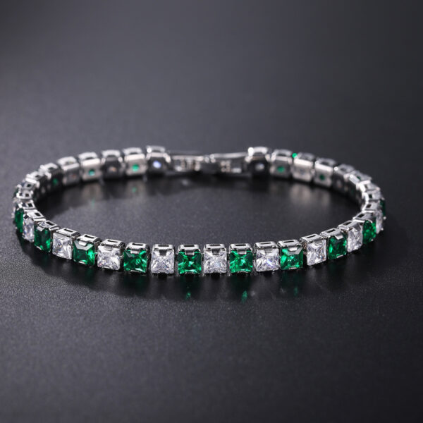 Electroplated Real Platinum Long-lasting Color-retaining Square Diamond Bracelet - Image 7