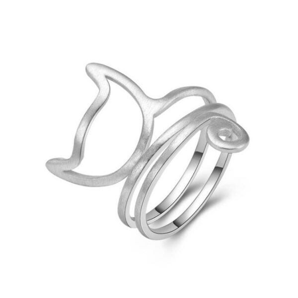 S925 Silver Personalized Winding Brushed Cute Cat Ring - Image 5