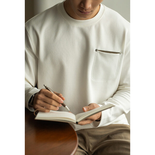 Contrast Color Pocket Pullover Long Sleeve Men's Spring Bottoming - Image 6