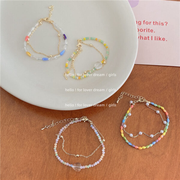 New Color Crystal String Beads Double Layer Twin Bracelet
