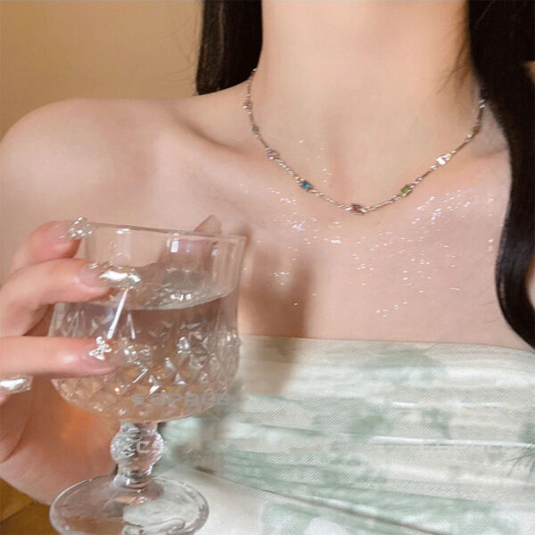 Square Color Fine Clavicle Chain Necklace Light Luxury - Image 7