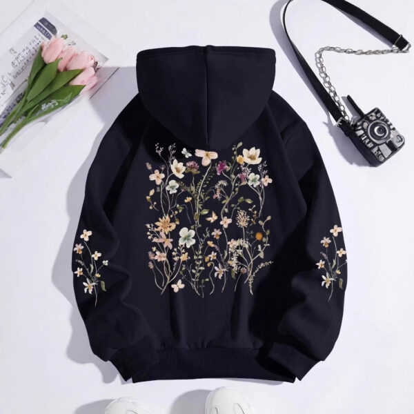 Women's Colorful Flower Print Sweatshirt Sweater - Image 7