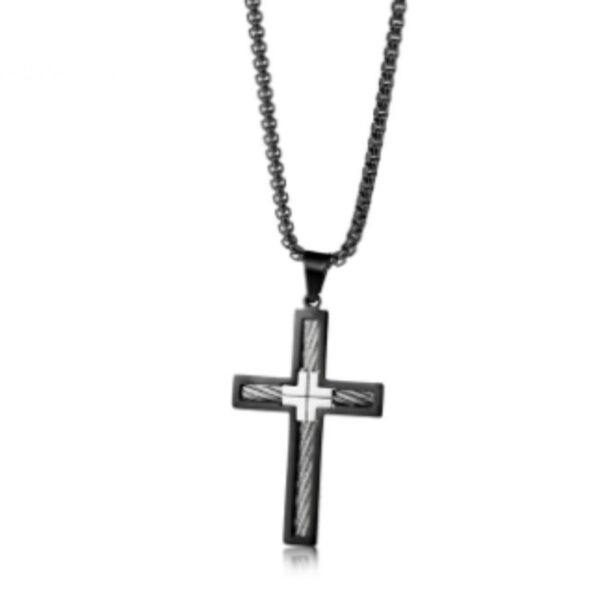 Titanium Steel Wire Cross Men's Necklace - Image 6