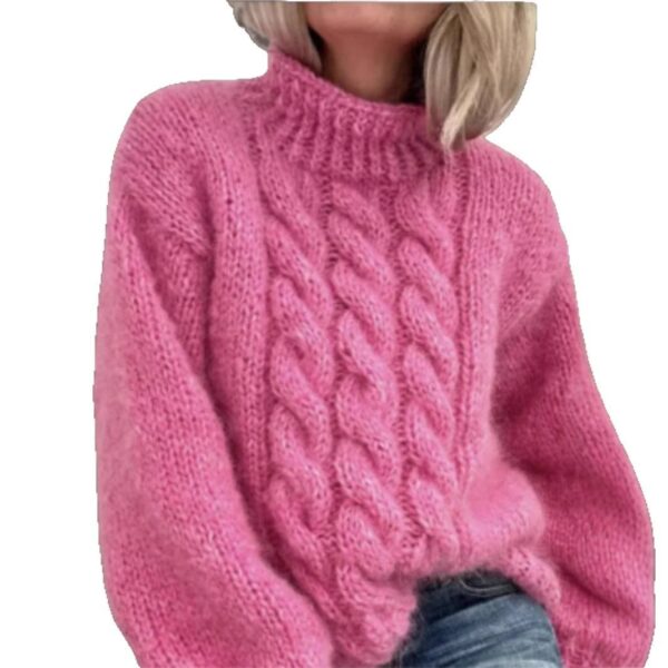 European And American Women's Turtleneck Pullover Thick Needle Brocade Sweater - Image 6