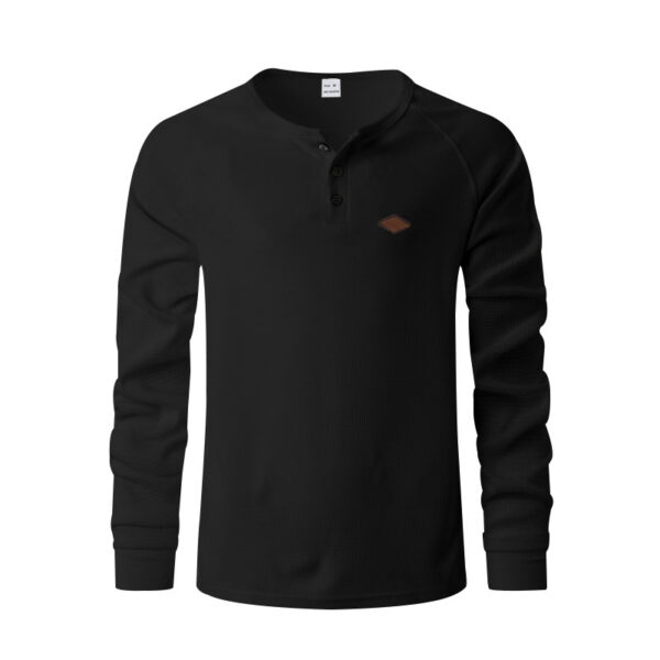 Waffle Buckle Quick-drying Raglan Henry Long Sleeve - Image 2