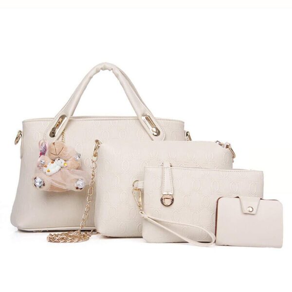 Women 4Pcs Top Handle Satchel Hobo PU Leather Handbag Set Large Tote Purse  Shoulder Bag  Card Holder - Image 3