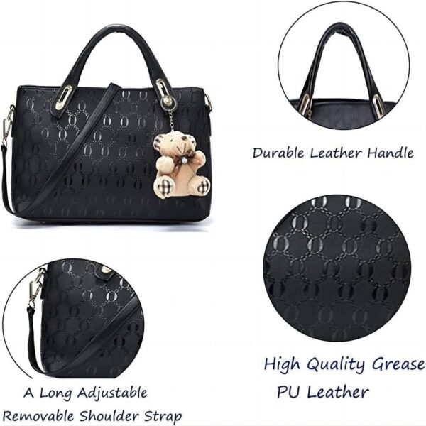 Women 4Pcs Top Handle Satchel Hobo PU Leather Handbag Set Large Tote Purse  Shoulder Bag  Card Holder - Image 9