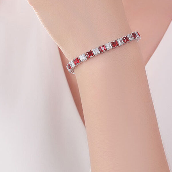 Electroplated Real Platinum Long-lasting Color-retaining Square Diamond Bracelet - Image 4