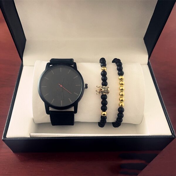 Large Dial Men's Casual Simple Scale Frosted Belt Quartz Watch Crown Bracelet - Image 5