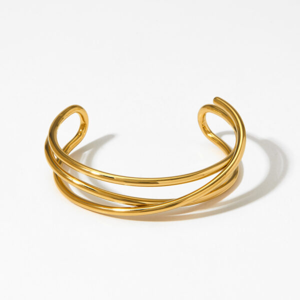 Metal Line Open-ended Bracelet Stainless Steel Irregular - Image 7