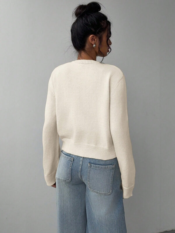 Chic Long Sleeved Knitted Cardigan Fashion Slim Solid Color Short Sweater For Women Clothing - Image 4