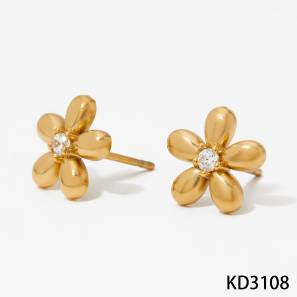 New Stainless Steel Flower Bracelet Necklace And Earring Suit Simple Fashion - Image 6