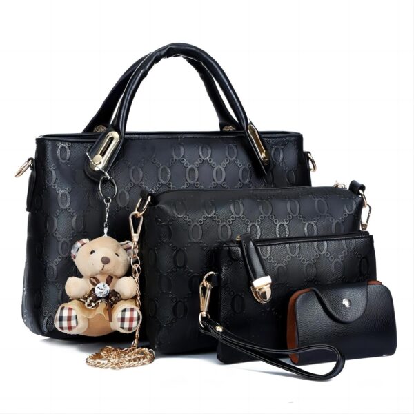Women 4Pcs Top Handle Satchel Hobo PU Leather Handbag Set Large Tote Purse  Shoulder Bag  Card Holder - Image 7