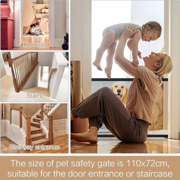 Pet Isolation Mesh No Drilling Safety Fences Net Portable Dog Cat Stair Door - Image 9