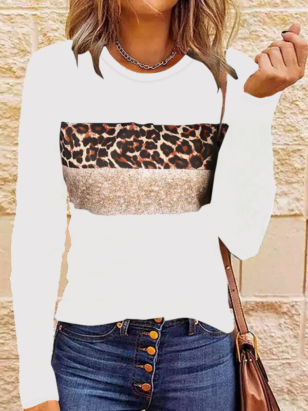 Women's Simple Casual Printing Long Sleeved Fitted T-shirt - Image 7