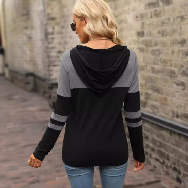 European And American Fashion Hooded Stitching Long-sleeved Sweater - Image 2