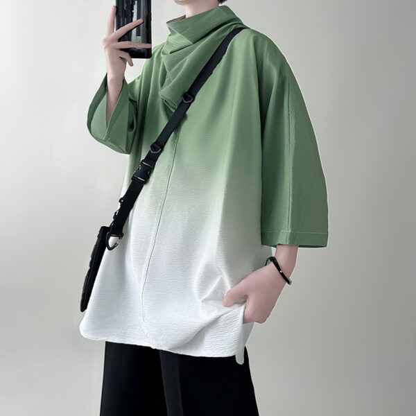 Gradient Short Sleeve Men's Plus Size Special-interest Design Pu Handsome High Sense - Image 3