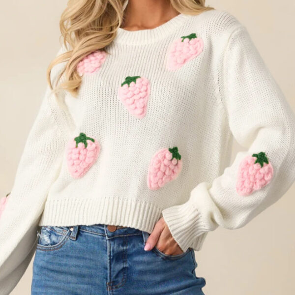 Women's Elegant Long-sleeved Sweater Beige - Image 2