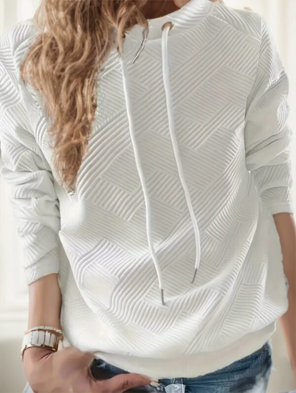 Neck Drawstring Pullover Sweatshirt - Image 5