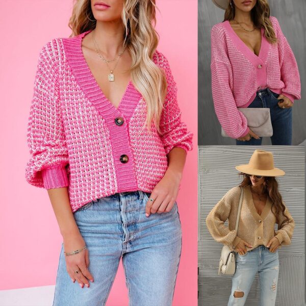 Knitwear Plus Size Button Sweater Short - Image 4