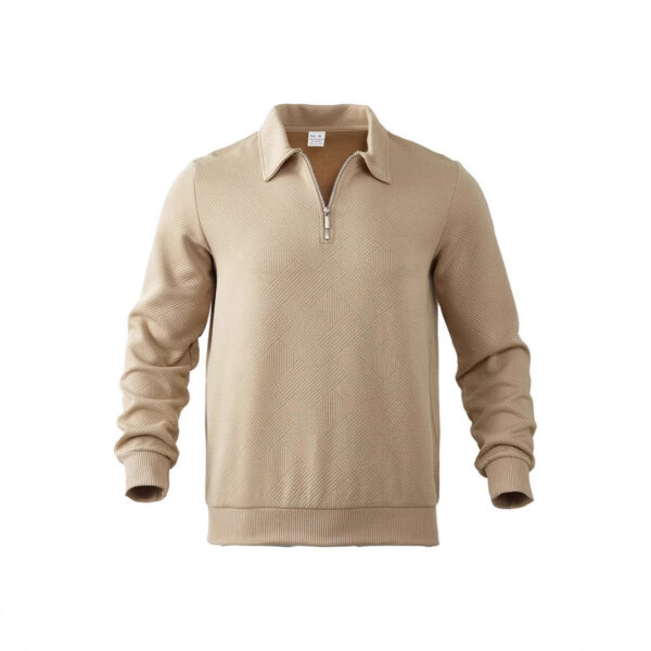 Men's Long Sleeve Lapel Zipper Loose-fitting Casual Pullover - Image 9