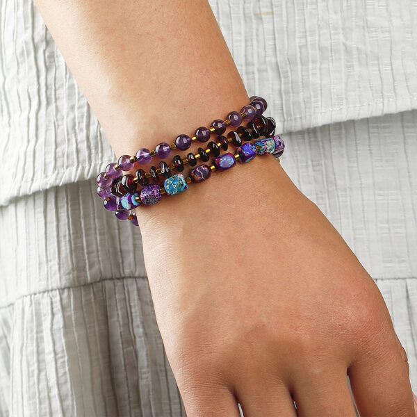Amethyst Round Beads Stone Bracelet - Image 5