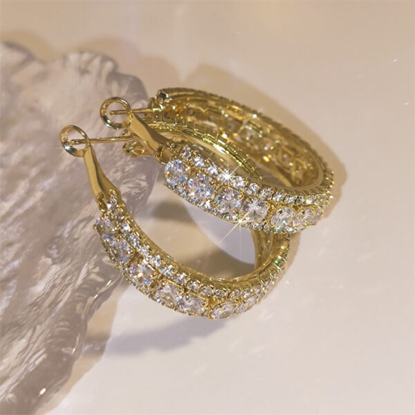 Women's Irregular Retro Inlaid Zirconium Thick C- Shaped Earrings - Image 4