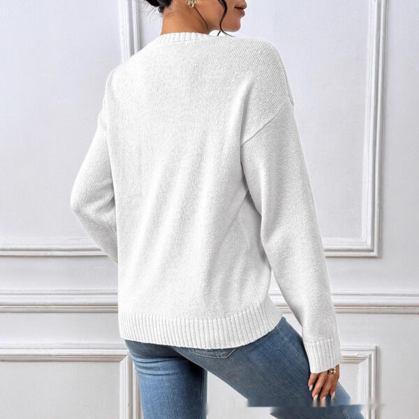Love Embroidered Crew Neck Sweater Pullover Sweater - Image 10