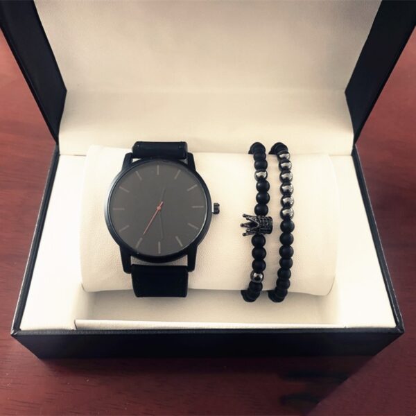 Large Dial Men's Casual Simple Scale Frosted Belt Quartz Watch Crown Bracelet - Image 6