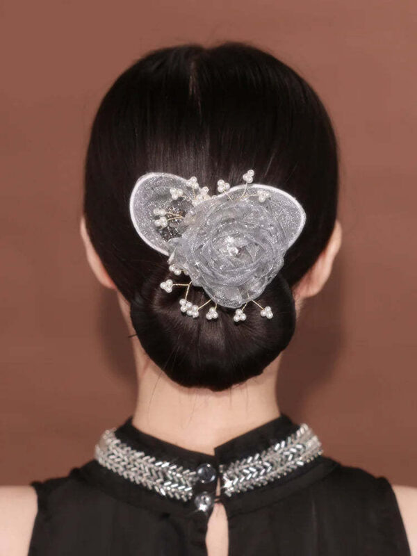 Starry Sky Flower Style Updo Topknot Hair Clip Black Exquisite Headdress - Image 6