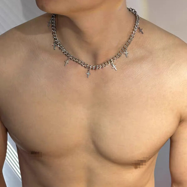 European And American Fashion Men's Fashionable Design Clavicle Chain Cold Style Simple Hip Hop Cross Necklace - Image 6