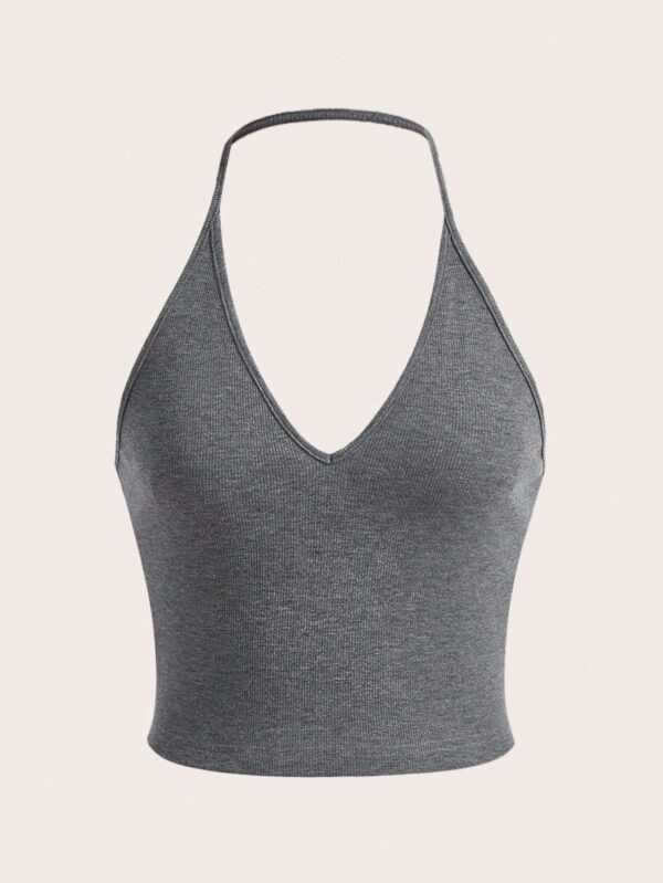 SHEIN EZwear Summer Solid Crop Halter Top - Image 3