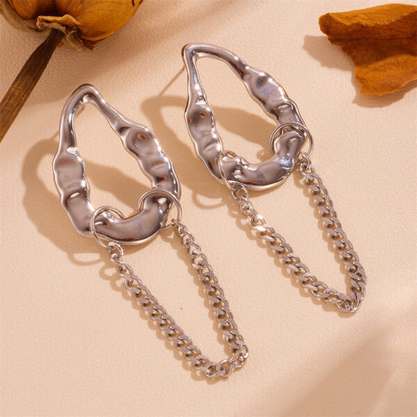 European And American Tassel Leaves Stainless Steel Non-fading Twist Earrings - Image 7