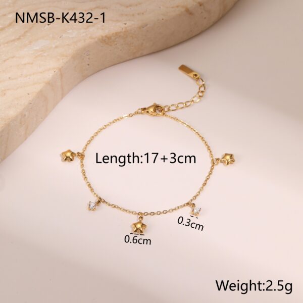Ins Titanium Steel Bracelet 18K Gold Plating Zircon Star Pendant Exquisite - Image 6
