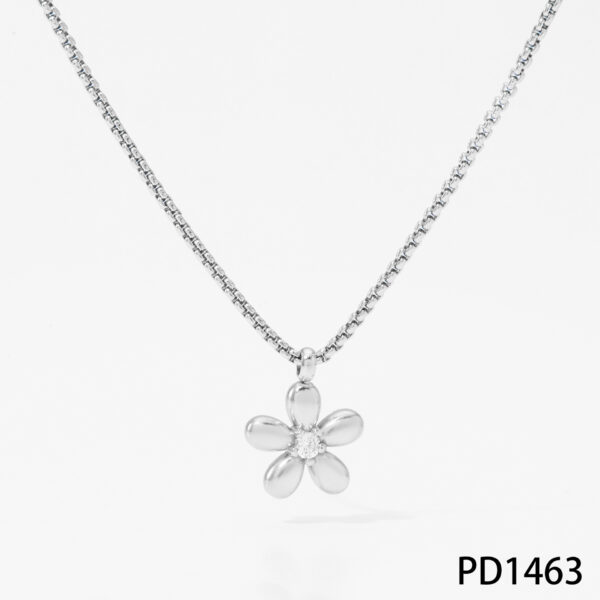 New Stainless Steel Flower Bracelet Necklace And Earring Suit Simple Fashion - Image 7