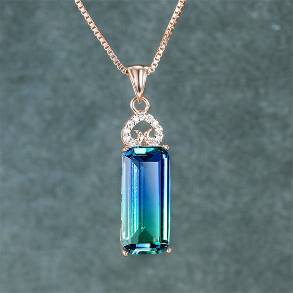 Light Extravagant Love Heart Diamond Square Pendant Necklace - Image 4