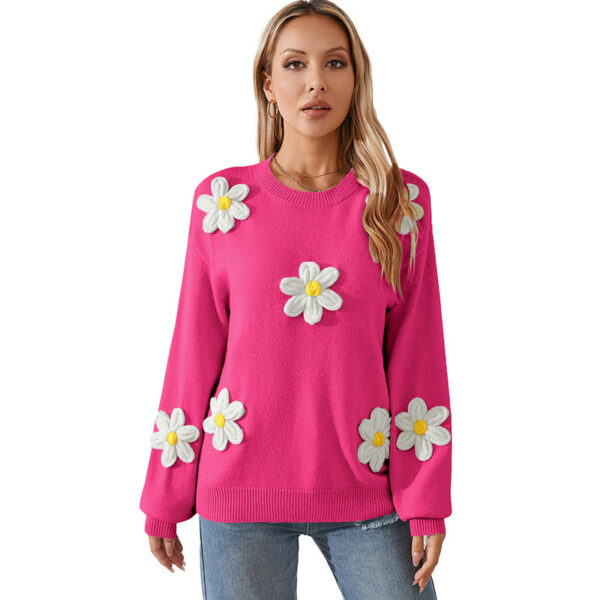 Women's Knitted Round Neck Pullover Sweater - Image 7