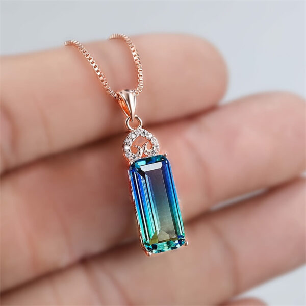 Light Extravagant Love Heart Diamond Square Pendant Necklace - Image 2