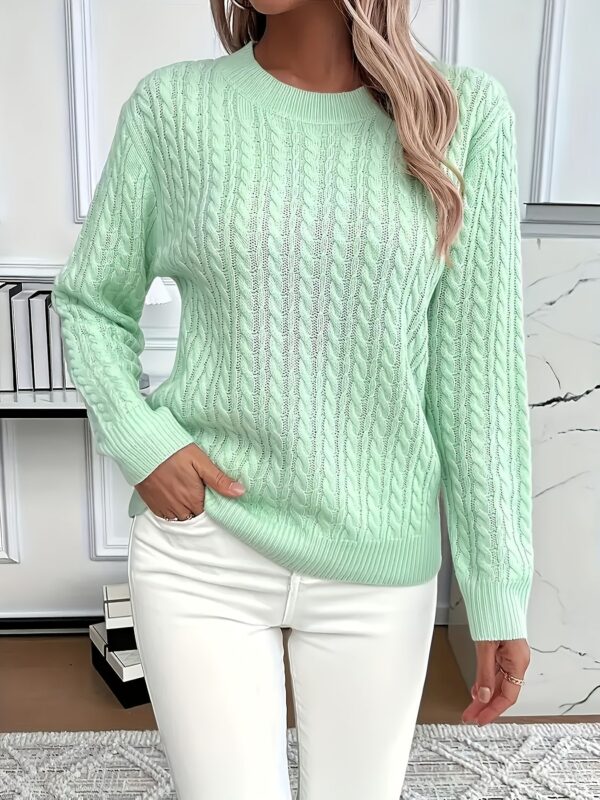 Versatile Fashion Classic Twist Round Neck Sweater - Image 3