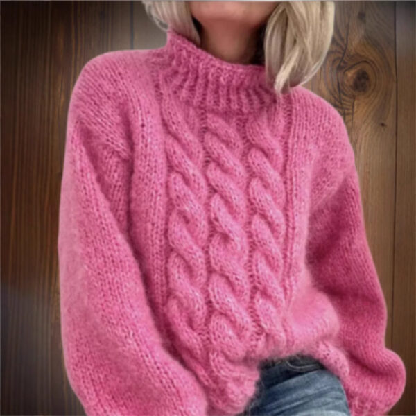 European And American Women's Turtleneck Pullover Thick Needle Brocade Sweater - Image 2