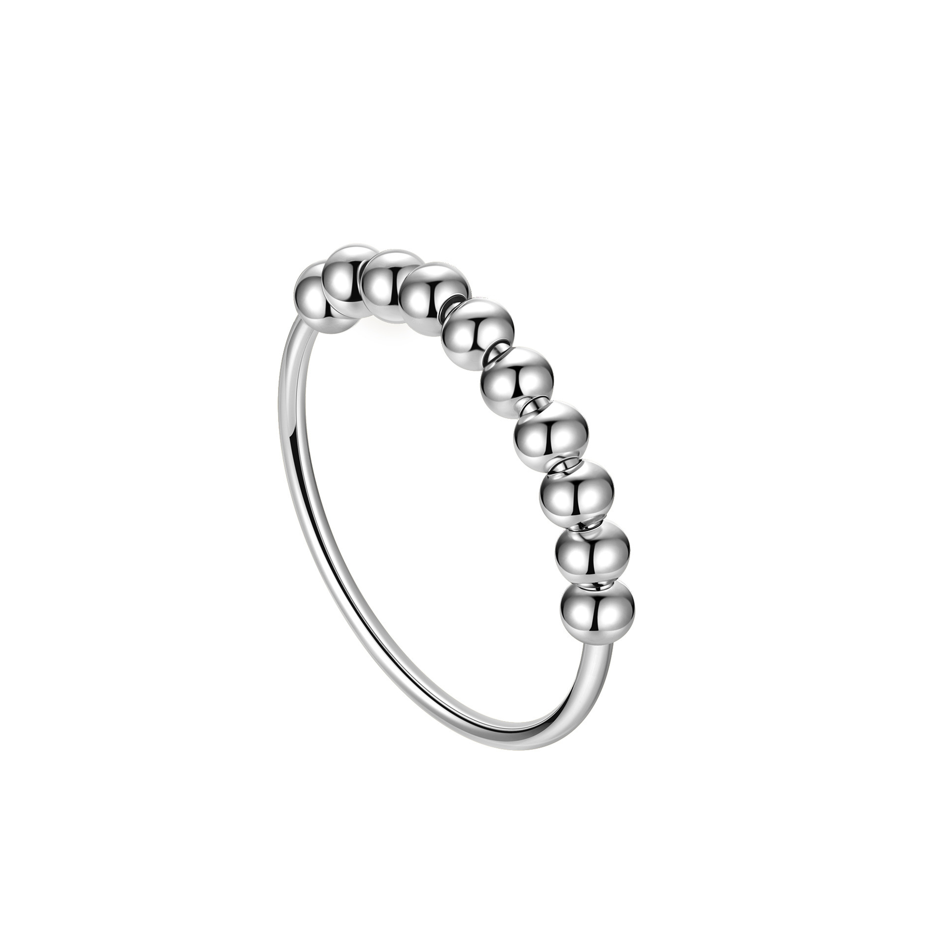 S925 Sterling Silver Ten Beads Relieve Anxiety Lucky Ring - Image 4