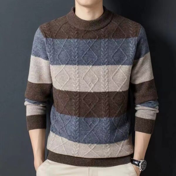 Autumn And Winter Pure Color Youth Business Casual Loose Round Neck Cashmere Knitted Bottoming Shirt - Image 6